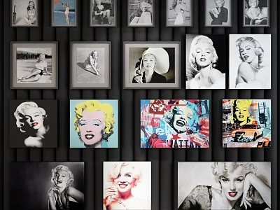 Marilyn Monroe Photo Wall Featuring Black And White Colorful Pop Art Style 3d model