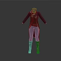 Game Movie Character Wearing Navy Blue Coat With Gold Accents Black Pants And Long Boots