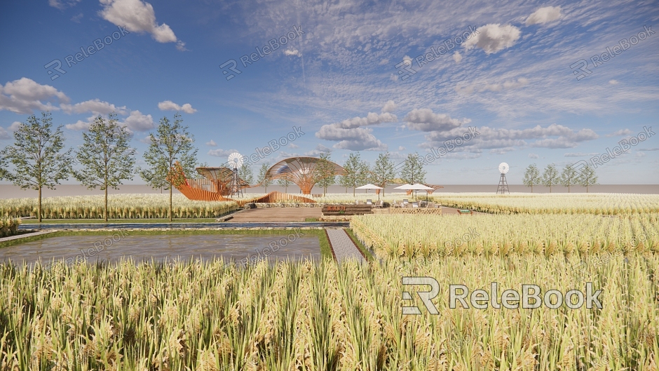 Modern paddy rural agricultural landscape model