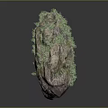 Garden Ornament With Rough Stone And Lush Green Plants In Natural Style