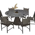 Modern Dining Table and Chair Combination Round Dining Table and Chair Combination 3d model