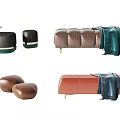 Modern sofa stool sofa stool combination 3d model
