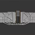 Industrial Sci Fi Interior With Metal Walls Ceiling Black Floor Door And Cables