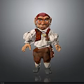 Fantasy Gnome Character With Red Hat White Shirt Brown Pants And Waist Bag
