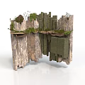 Modern Rock Formation Design With Moss Covered Platforms And Green Plants