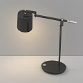 Black Adjustable Arm Desk Lamp with Square Shade Round Base and Illuminated Light