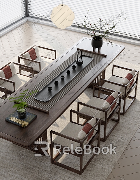 Tea Table and Chair Tea Set Wood Floor model