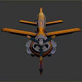 Cartoon Orange Airplane Model With 3D Design Propeller Wings And Wheels 3d model