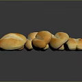 Freshly Baked Golden Bread Rolls On Dark Surface With Crusty Texture 3d model