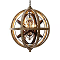 Decorative Spherical Chandelier With Crossed Metal Frame And Illuminated Bulbs Design