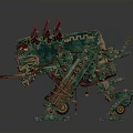 Intricate Mechanical Equipment Featuring Green Red Components And Mechanical Limb Structure