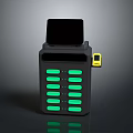Black Electronic Terminal With Green Illuminated Buttons Yellow Slot And Screen