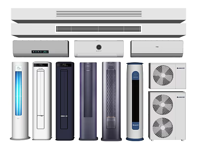 Different Types of Air Conditioners and Fans for Home Cooling Solutions 3d model