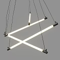 Modern Linear Chandelier with Minimalist Cross Design Hanging White Light Tubes