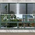 White Blinds For Large Window In Modern Interior With Marble Wall Wooden Floor