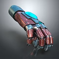 Futuristic Metallic Mechanical Arm With Red Blue Accents And Articulated Fingers