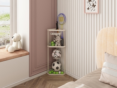 Corner Storage Cabinet Basketball Rack model