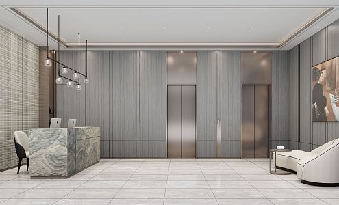 Modern Front Office Lobby 3d model