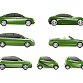 Green Cars Of Various Types And Styles Displayed