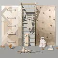 Children's Playground Equipment with Climbing Wall Ladder Skateboard and Sloth Plush in Geometric Patterns