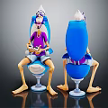 Cartoon Characters Sitting On Blue Purple Toilet Chairs With Hats And Controllers