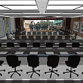 Monitoring Room Interior With Multiple Monitors Control Desks And Seats Layout