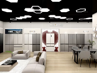 MEIKISHE Mall Boutique Modern Interior With Wardrobes Sofa Table And Chairs 3d model