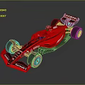 Red Formula Race Car Featuring Streamlined Aerodynamic Design And Black Accents 3d model