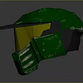 Green Tactical Weapon Helmet With Gold Visor And Side Lights