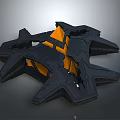 Sci fi Mechanical Structure With Black Orange Irregular Geometric Design 3d model