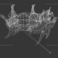 Armored Fantasy Boar Creature With Golden Metallic Armor Red Decorative Spikes And Sharp Horns
