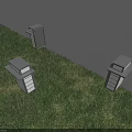 Four Square Shaped Outdoor Lights In Circular Arrangement On Grass Illuminated