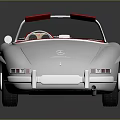 Vintage Silver Open Top Convertible Car With Red Interior And Classic Styling
