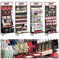 Various Hardware Tools Organized on Wall Shelves Including Brushes Buckets Clamps and Screwdrivers