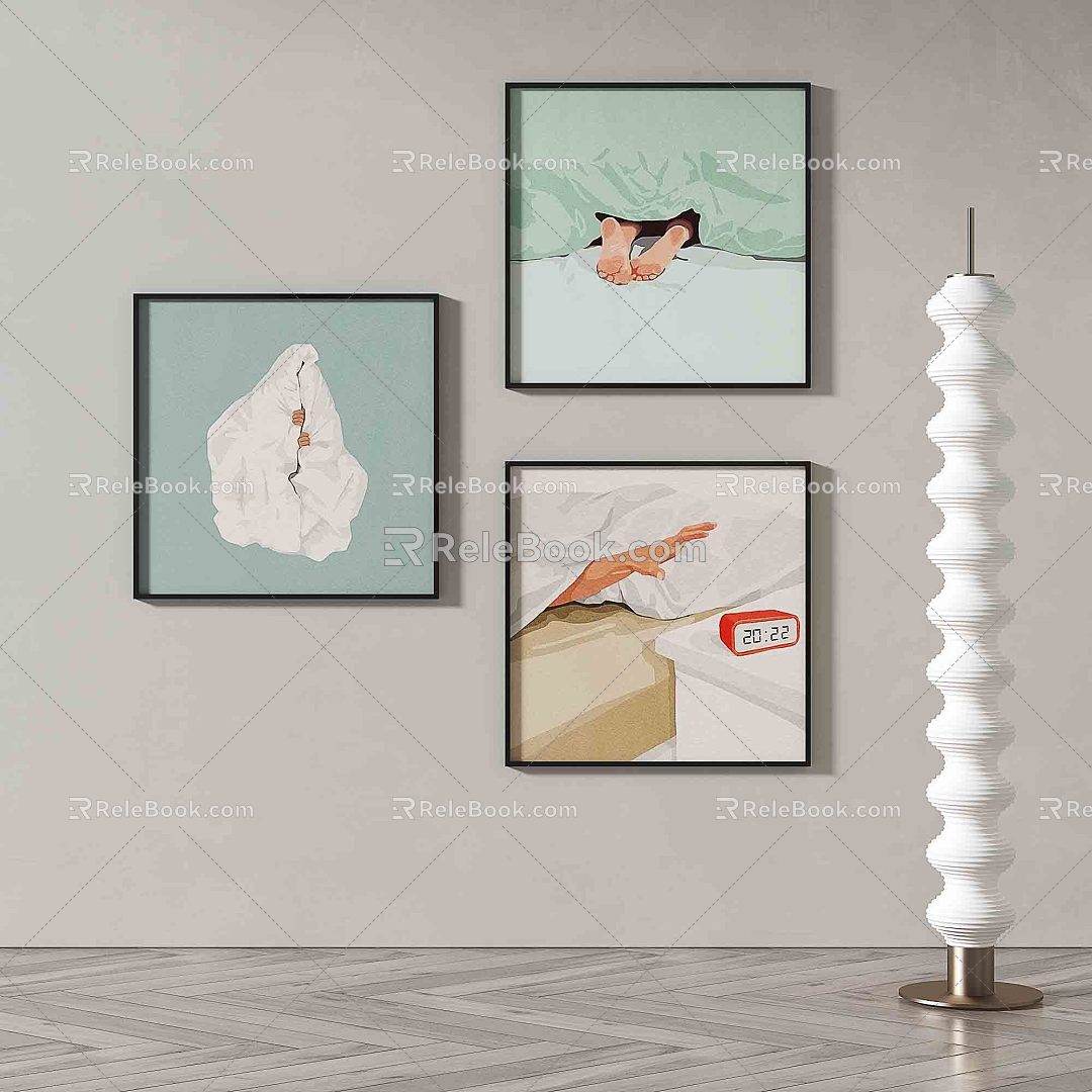 Modern minimalist abstract decorative painting 3d model