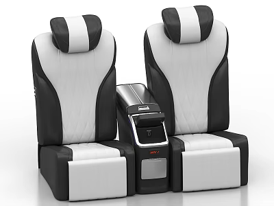 Luxury Black And White Leather Car Seats With Middle Console 3d model