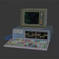 Vintage Electronic Computer System With Monitor Green Code Display And Keyboard 3d model