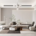 Elegant Modern Living Dining Room Interior With Sofa Coffee Table Chandelier Green Plant And Rug