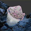 Futuristic Spaceship Taking Off Over Blue Rocky Terrain With White Engine Exhaust