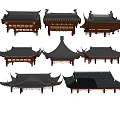 Traditional Chinese Architectural Components With Classic Roof Eaves And Carved Details