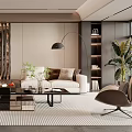 Modern Living Room Interior With Sofas Coffee Tables And Plants 3d model