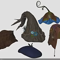 Various Fashionable Hats Collection Featuring Decorative Flowers Unique Shapes And Assorted Colors
