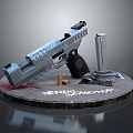 Tactical Handgun With Magazine Bullet And Enemy Base 3d model