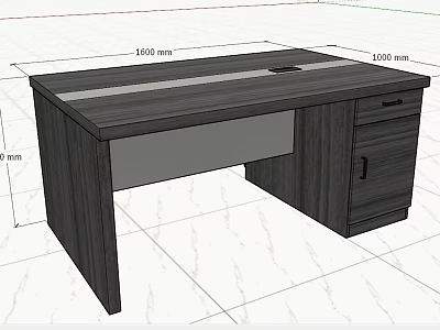 Modern Office Desk With Wooden Top 1600mm x 900mm Drawer And Cabinet 3d model
