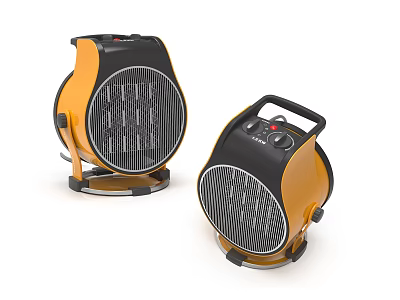 Public Facility Heaters With Yellow Black Grid Panel Control Knobs And Handle 3d model