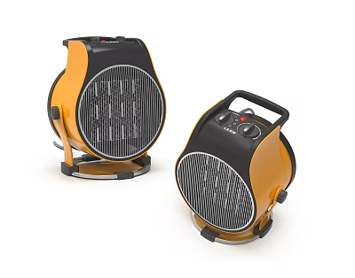 Public Facility Heaters With Yellow Black Grid Panel Control Knobs And Handle 3d model