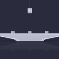 Modern Reception Desk Designs With Curved Straight Shapes And White Sleek Finish