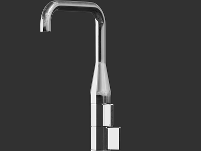 Modern Elegant Faucet With Curved Spout And Square Metal Base Design 3d model