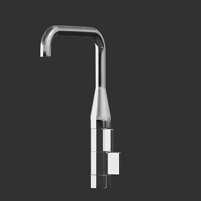Modern Elegant Faucet With Curved Spout And Square Metal Base Design 3d model