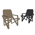 Modern Wooden Leisure Chair With Geometric Frame Cross Legs And Two Tone Design